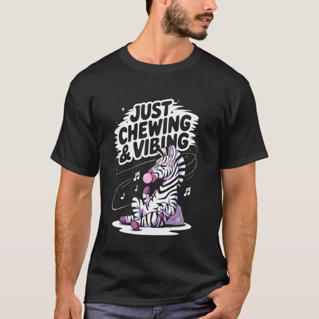 Camiseta Cebra Divertida Masticando Chicle Vibrando (Anverso)
