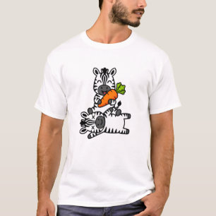 Camiseta Cebra Feliz y Lindo con Zanahoria Dibujo Animado D