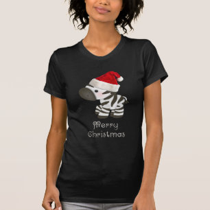 Camiseta Cebra linda del bebé en el gorra de Santa
