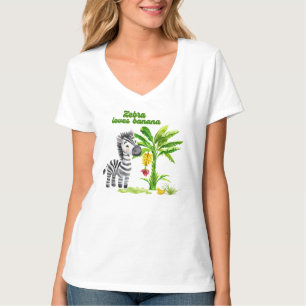 Camiseta Cebra personalizado al lado de un árbol bananero R