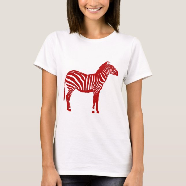 Camiseta Cebra - Rojo profundo y blanco (Anverso)