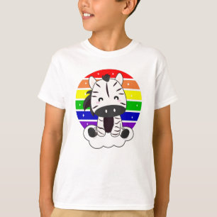 Camiseta Cebra Sobre Animales Mágicos De La Nube Arcoiris