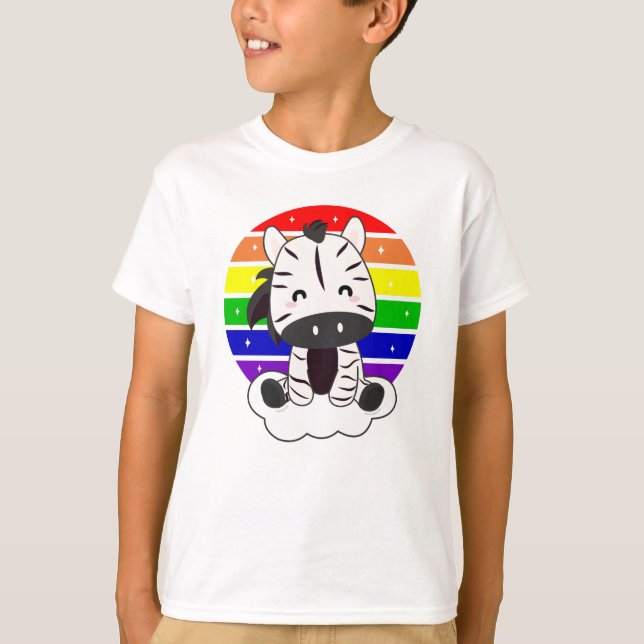 Camiseta Cebra Sobre Animales Mágicos De La Nube Arcoiris (Anverso)