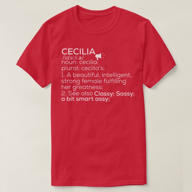 Camiseta Cecilia Nombre Cecilia Definición Cecilia Mujeres  (Diseño del anverso)
