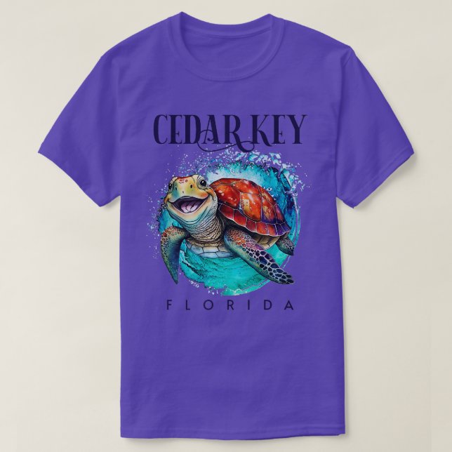 Camiseta Cedar Key Florida Acuarela Happy Sea Turbe Prem (Diseño del anverso)