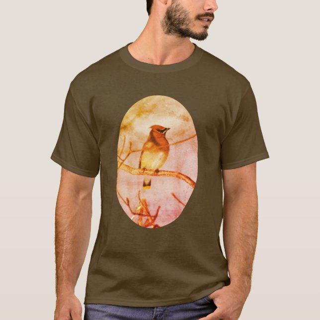 Camiseta Cedar Waxing Bird Nature Art (Anverso)
