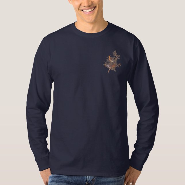 Camiseta Cedar Waxwing Audubon Bird en Evergreen Juniper (Anverso)
