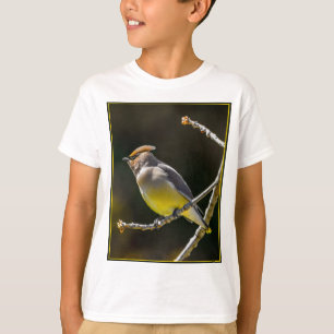 Camiseta Cedar Waxwing Songbird Foto original de ave silves