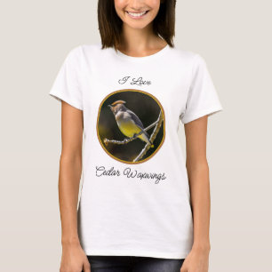 Camiseta Cedar Waxwing Songbird Foto original de ave silves