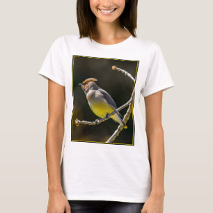 Camiseta Cedar Waxwing Songbird Foto original de ave silves