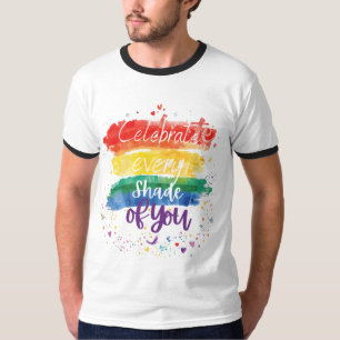 Camiseta Celebra cada matiz de tu diseño de cita de arcoíri