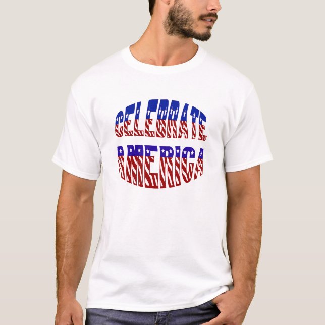 Camiseta Celebra la bandera de Estados Unidos fuente #1 cam (Anverso)