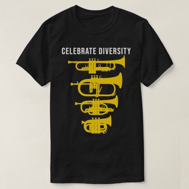 Camiseta Celebra la diversidad divertida Trumpet Flugelhorn (Diseño del anverso)
