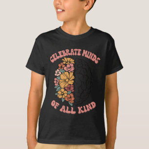 Camiseta Celebra Mentes De Todo Tipo Floral Cerebro Autismo