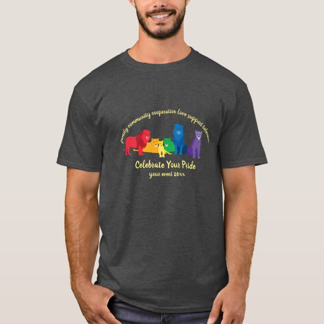Camiseta Celebra tu orgullo del orgullo león arcoiris (Anverso)