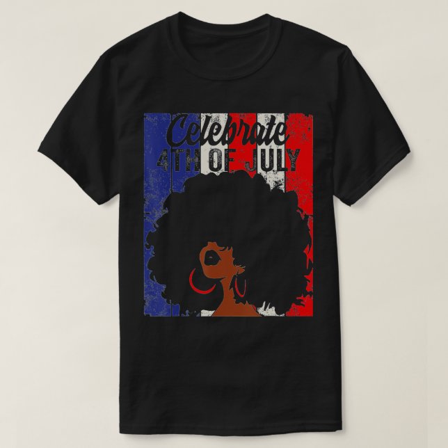 Camiseta Celebración 4 De Julio Bandera Retro Afroamericana (Diseño del anverso)
