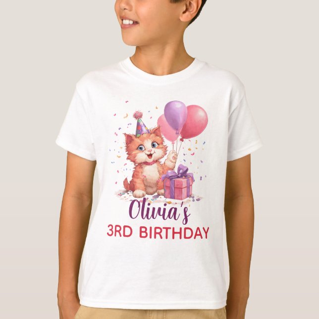 Camiseta Celebración de cumpleaños de gatito (Anverso)