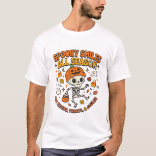 Camiseta Celebración de Esqueleto Acogedor de Halloween