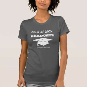 Camiseta Celebración de graduación Clase Sombrero blanco Añ