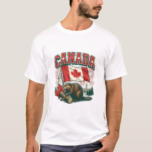 Camiseta Celebración de la bandera patriótica del castor ca