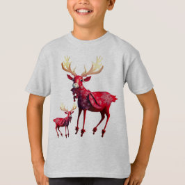 Camiseta Celebración de Navidad Reno Rojo Elegante