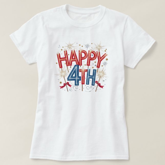 Camiseta Celebración del 4 de julio de Red & Blue Sparkler (Diseño del anverso)