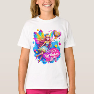 Camiseta Celebración del cumpleaños del Hada de Arcoiris, r