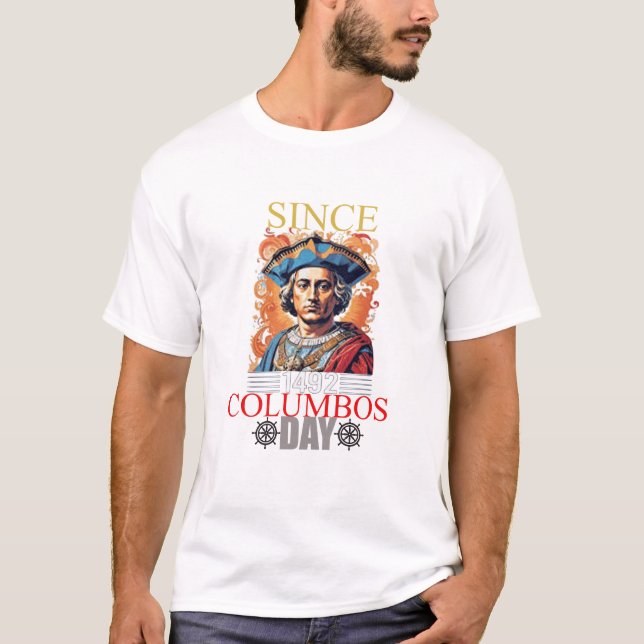Camiseta Celebración del Día de Colón: Explora, descubre (Anverso)