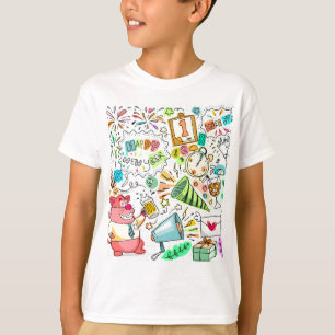 Camiseta celebración del doodle año nuevo fiesta