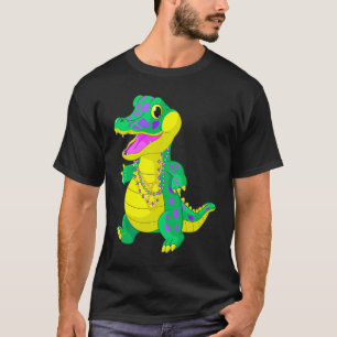 Camiseta Celebración del Madri Gras Alligator Beads Festiva