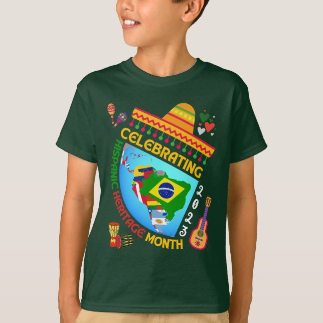 Camiseta Celebración del PATRIMONIO HISPANO MES Niños Unise (Anverso)