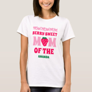 Camiseta Celebración del Primer Cumpleaños de Fresa Mamá