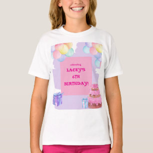 Camiseta Celebración dulce: Cumpleaños púrpura y rosa
