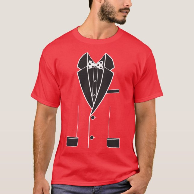 Camiseta Celebración Elegante Tuxedo contorno blanco aislad (Anverso)