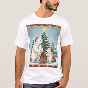 Camiseta Celebración navideña de la familia de osos polares