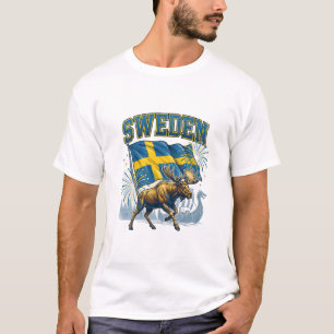 Camiseta Celebración Patriótica del Alce Vikingo con la Ban