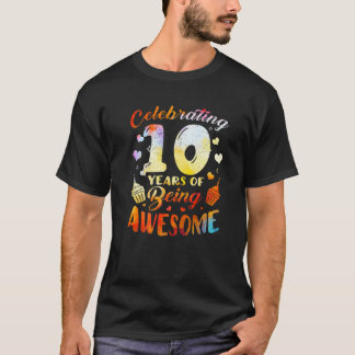 Camiseta Celebrando 10 Años De Ser Increíble 10 Cumpleaños