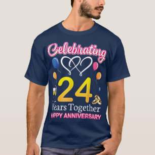 Camiseta Celebrando 24 años juntos Feliz aniversario de bod