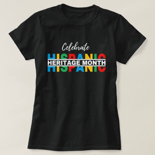 Camiseta Celebrando el Mes de la Herencia Hispana,hola hisp (Diseño del anverso)