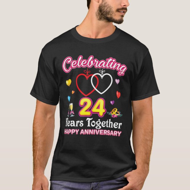 Camiseta Celebrando Juntos 24 Años Feliz 24° Boda A (Anverso)