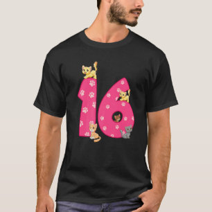 Camiseta Celebrante del cumpleaños del gato número 16 Gatit