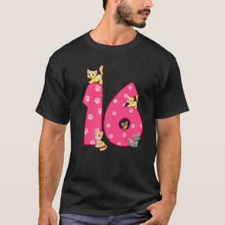 Camiseta Celebrante del cumpleaños del gato número 16 Gatit