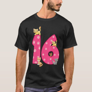 Camiseta Celebrante del cumpleaños del gato número 16 Gatit