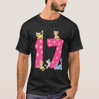 Camiseta Celebrante del cumpleaños del gato número 17 Gatit