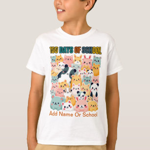 Camiseta Celebrar 100 días de clases con animales kawaii