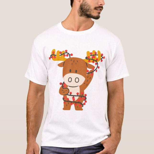 Camiseta Celebrar a los Navidades con un reno lindo (Anverso)