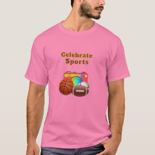 Camiseta Celebrar Deportes Letra Negrita Rosa