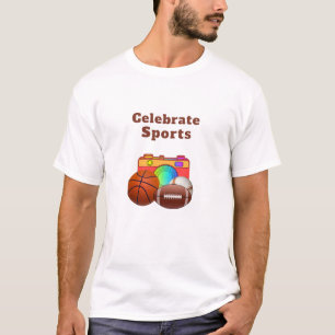 Camiseta Celebrar Deportes Letras Negritas Blanco