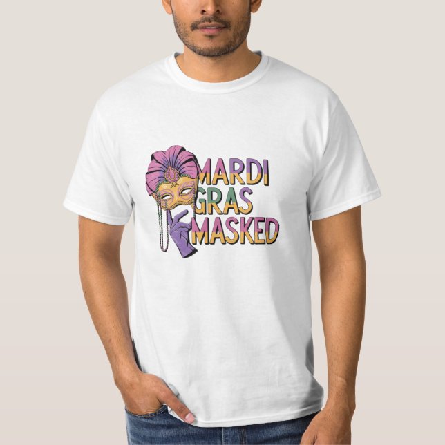 Camiseta Celebrar el carnaval con el arte del Mardi Gras (Anverso)