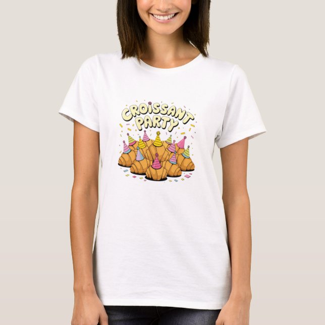 Camiseta Celebrar el desayuno con diseños croissant (Anverso)